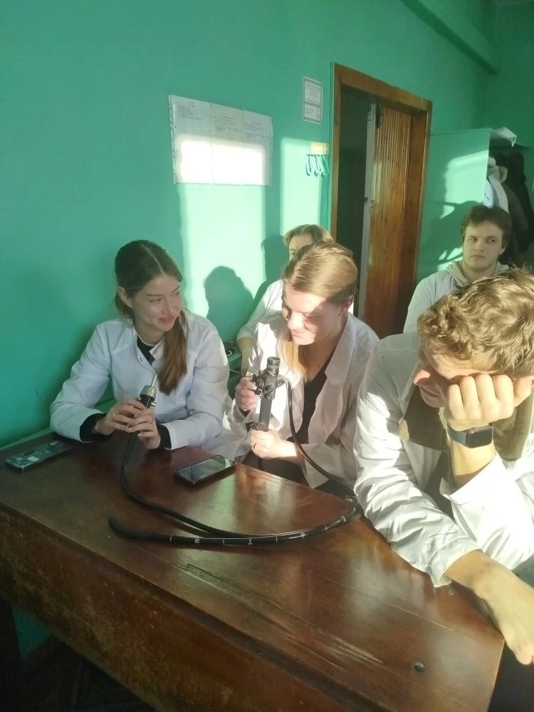 Студенты знакомятся с лошадью
